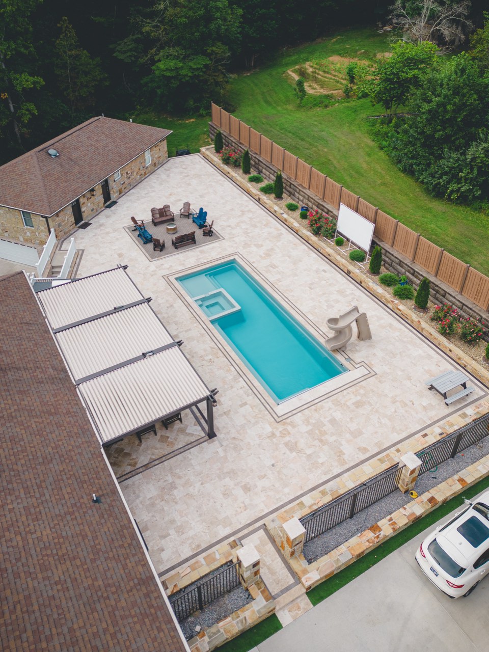A Sea of Travertine, Travertine, Outdoor Kitchen & Fireplace in East Tennessee - photo 1