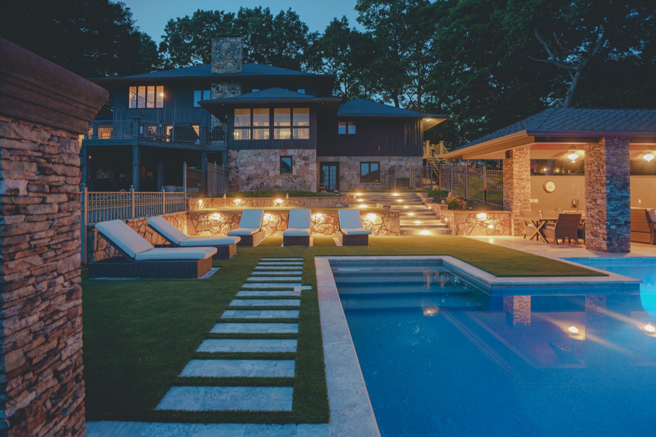 The Night Green, Pool Renovation, Travertine & Turf in East Tennessee - photo 4