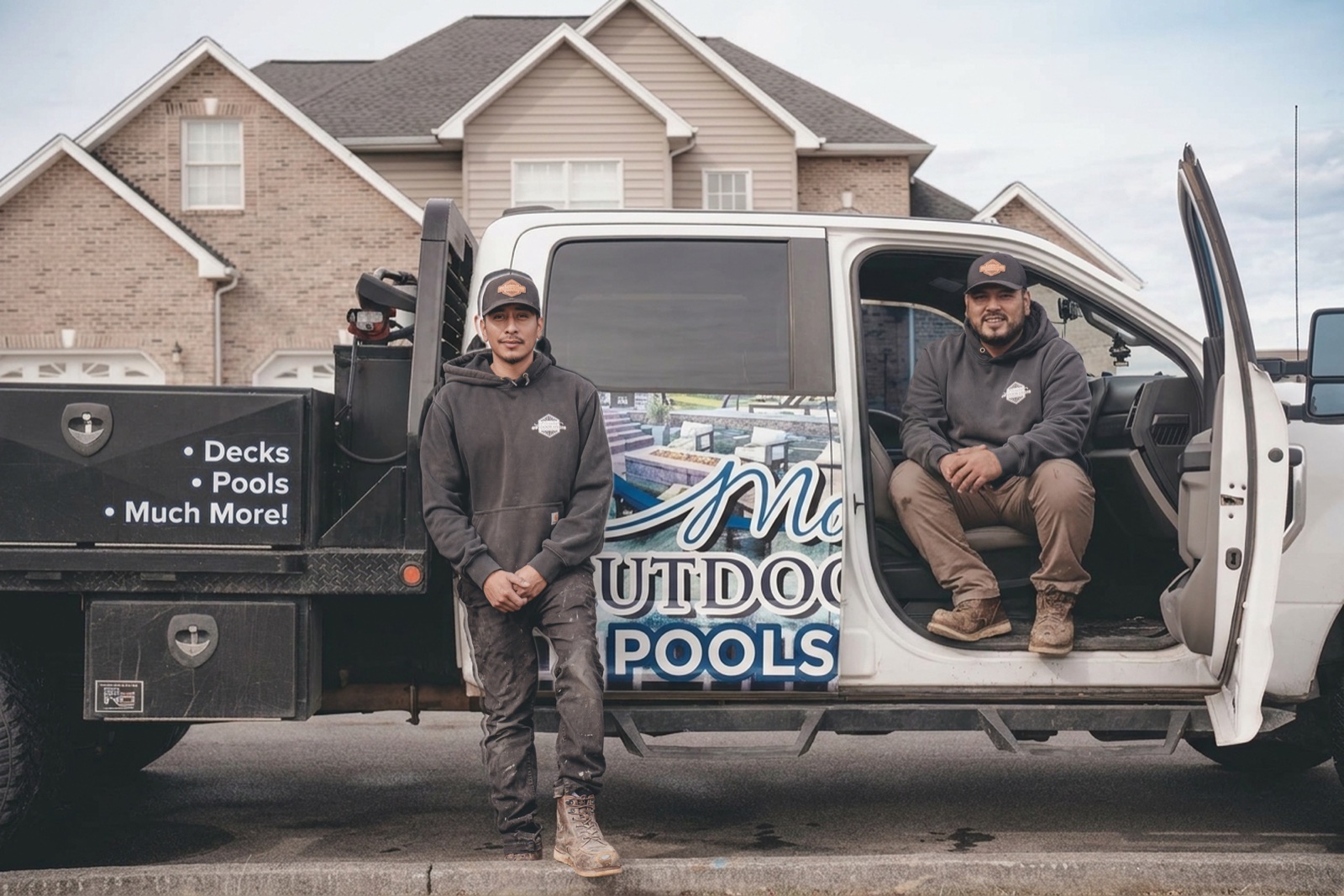 The Morales Outdoor Living crew on the truck